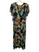 Vilagallo Size 42 Navy Blue, Green & Multi Viscose Blend Botanical Print Dress Navy Blue, Green & Multi / 42