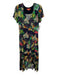 Vilagallo Size 42 Navy Blue, Green & Multi Viscose Blend Botanical Print Dress Navy Blue, Green & Multi / 42