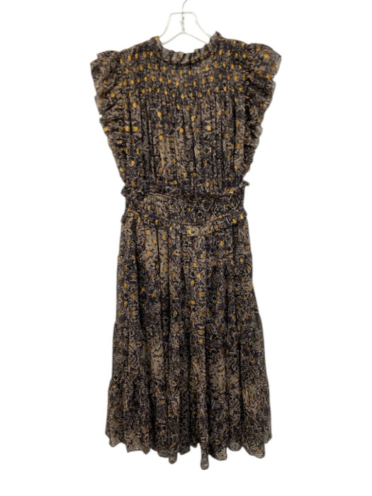 Olivaceous Size M Taupe Purple Polyester Glitter Detail Tie V Neck Dress Taupe Purple / M