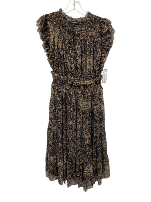 Olivaceous Size M Taupe Purple Polyester Glitter Detail Tie V Neck Dress Taupe Purple / M