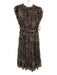 Olivaceous Size M Taupe Purple Polyester Glitter Detail Tie V Neck Dress Taupe Purple / M