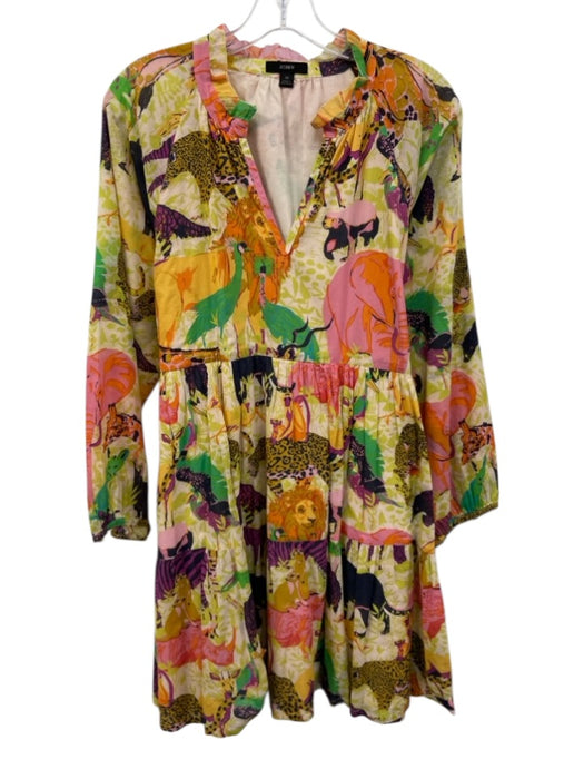 J. Crew Size M White & Multi Cotton Flora & Fauna Safari Animals Print Dress White & Multi / M