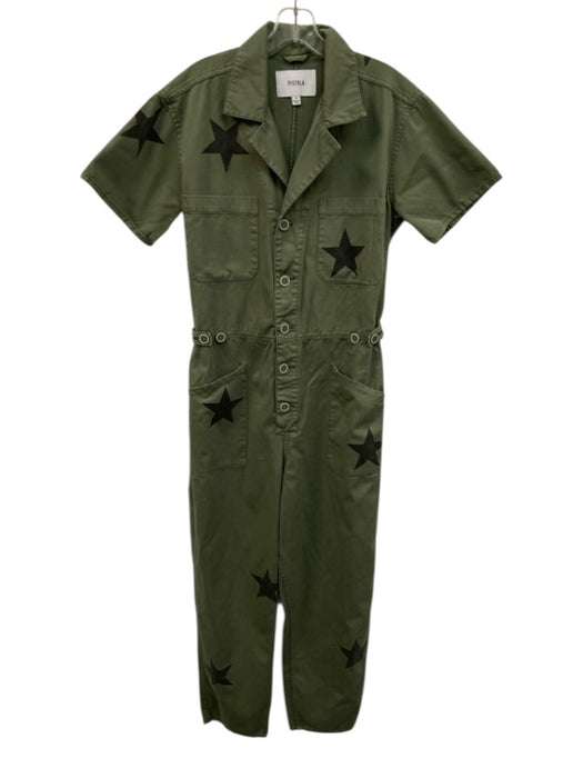 Pistola Size M Green & Black Cotton Short Sleeve Star Print Tapered Jumpsuit Green & Black / M
