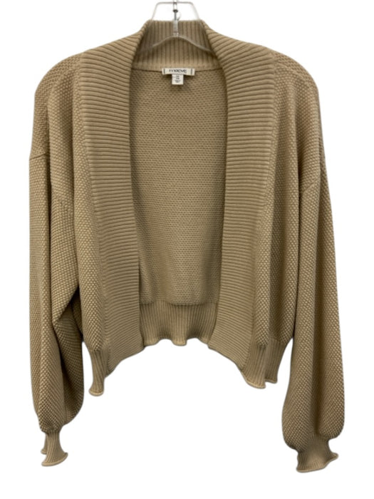 Maeve Size One Size Cream Beige Cotton Blend Knit Ribbed Hem Open Front Cardigan Cream Beige / One Size