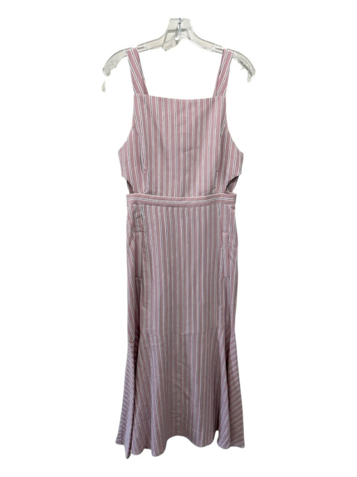 Tibi Size 6 Pink, Black, White Viscose Blend Stripe Snap Buttons Midi Dress Pink, Black, White / 6