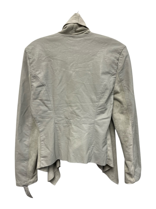 BlankNYC Size Small Light Gray Polyurethane Faux Leather Zip Front Moto Jacket Light Gray / Small