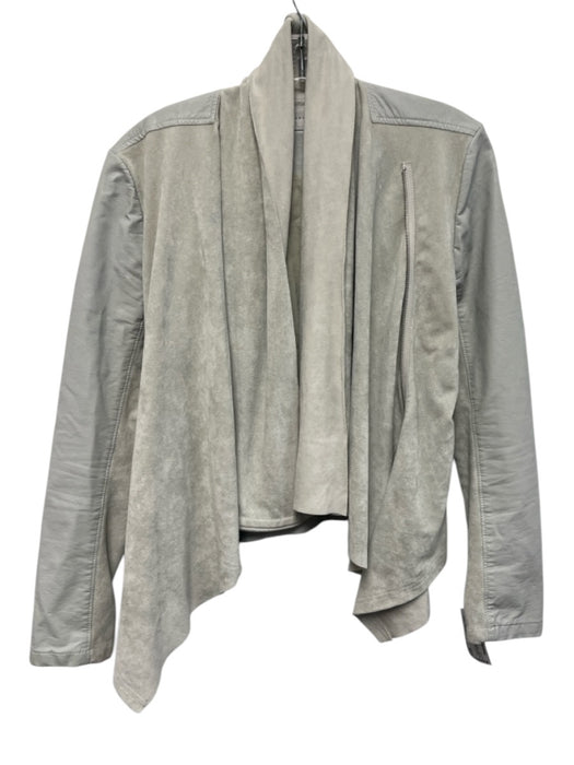BlankNYC Size Small Light Gray Polyurethane Faux Leather Zip Front Moto Jacket Light Gray / Small