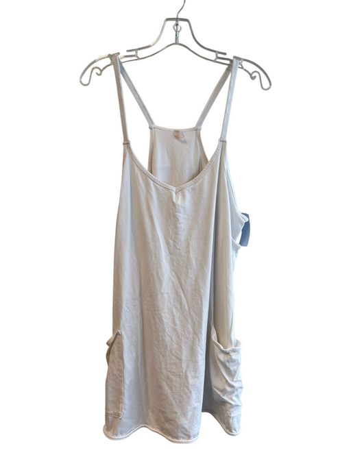 FP Movement Size XL White Cotton & Elastane Solid Spaghetti Strap Layered Dress White / XL