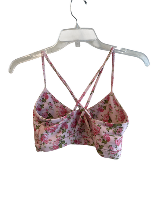LoveShackFancy x Bandier Size M Pink Polyester & Elastane Floral Cross Back Bra Pink / M