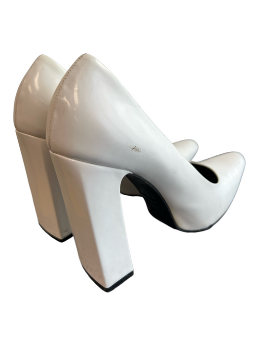 Balenciaga Shoe Size 37.5 White Patent Leather Block Heel Solid Almond Toe Shoes White / 37.5