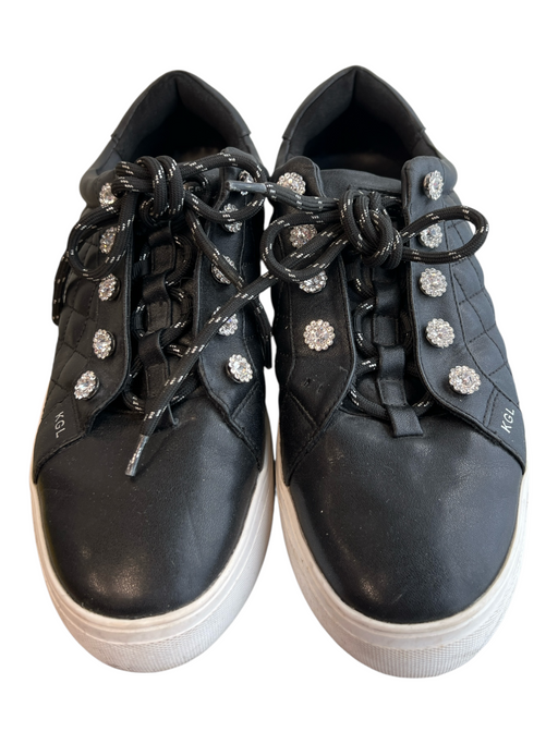 Kurt Geiger Shoe Size 40 Black Leather Diamond Quilted Rhinestone Lace Up Shoes Black / 40