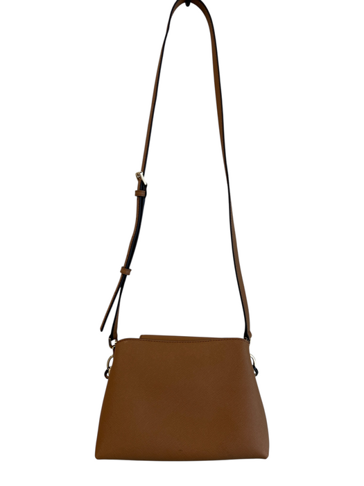 Michael Kors Tan No Fabric Tag Coated Leather Gold Hardware Fold Over Bag Tan