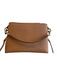 Michael Kors Tan No Fabric Tag Coated Leather Gold Hardware Fold Over Bag Tan