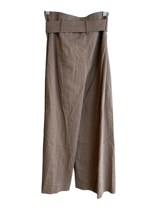 Theory Size 0 Brown Linen Blend Belted High Rise Zip Fly Wide Leg Pants Brown / 0
