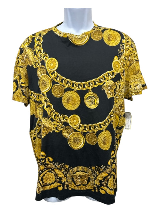 Versace Size XL black & gold Cotton Blend Medusa T shirt Crew Men's Short Sleeve XL