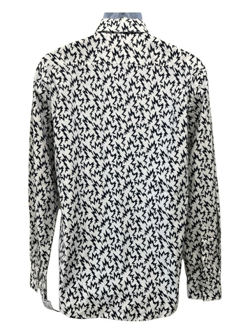 Marni Size 48 White & Black Cotton Abstract Button up Men's Long Sleeve Shirt White & Black / 48