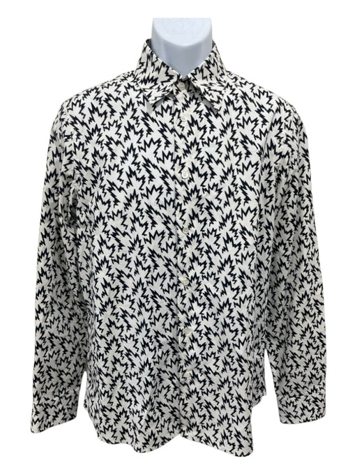 Marni Size 48 White & Black Cotton Abstract Button up Men's Long Sleeve Shirt White & Black / 48