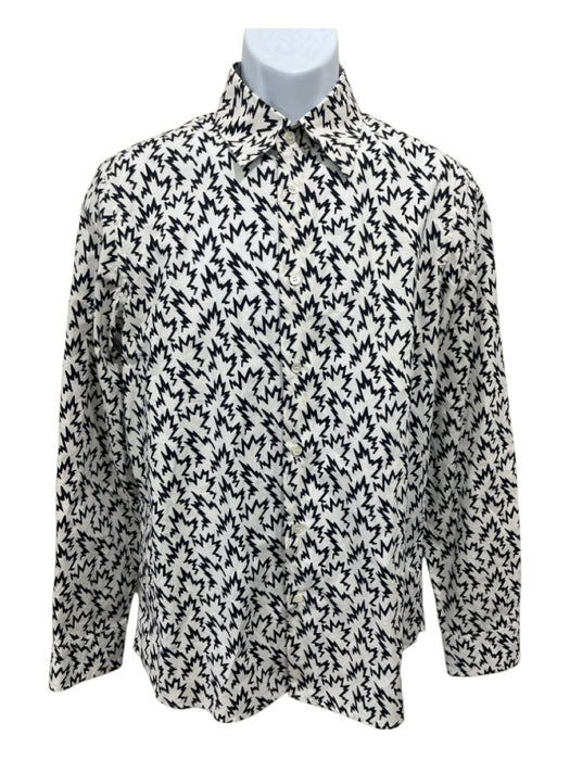 Marni Size 48 White & Black Cotton Abstract Button up Men's Long Sleeve Shirt White & Black / 48