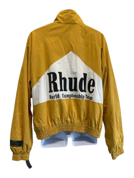 Rhude Size M Yellow & White Cotton Blend Zip UP Men's Jacket Yellow & White / M