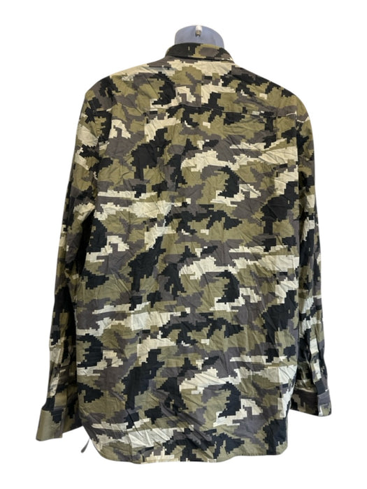 Givenchy Size 43 Green Cotton Blend Digital Camo Button Up Long Sleeve Shirt Green / 43