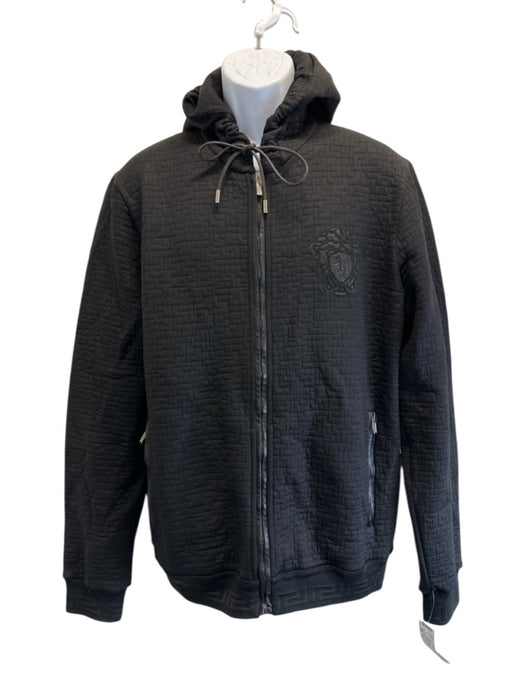 Gianni Versace Size XL Black Synthetic Micro Zip UP Hoodie Men's Jacket Black / XL