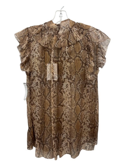 Zimmerman Size 0 Brown Print Silk Metallic Thread Animal Print Sheer Top Brown Print / 0