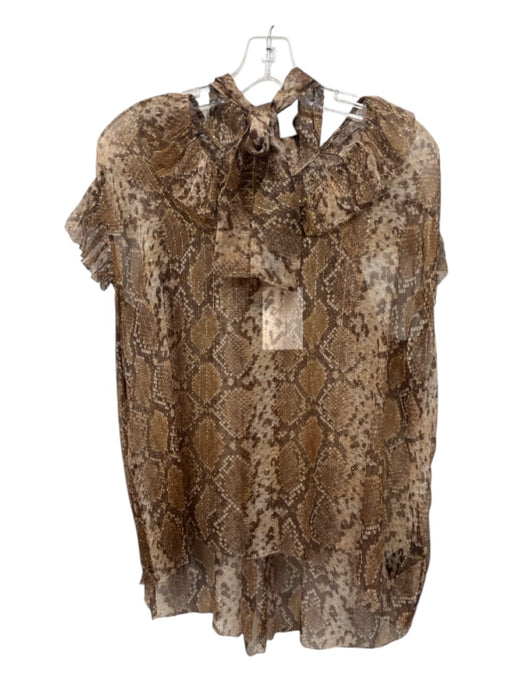 Zimmerman Size 0 Brown Print Silk Metallic Thread Animal Print Sheer Top Brown Print / 0