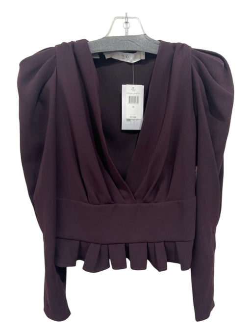 IRO Size 38 Purple Wool  Accordion Pleat Peplum Long Sleeve Top Purple / 38