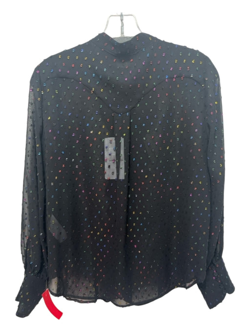 Zadig & Voltaire Size S Black & Multi Polyester Swiss Dots Rainbow Ruffle Top Black & Multi / S