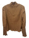 Veronica Beard Size 4 Camel Poly Blend Smocked High Neck Long Sleeve Top Camel / 4