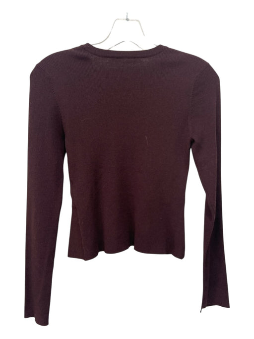 A.L.C. Size S Burgundy Brown Wool Ribbed Peplum Crewneck Top Burgundy Brown / S