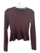 A.L.C. Size S Burgundy Brown Wool Ribbed Peplum Crewneck Top Burgundy Brown / S