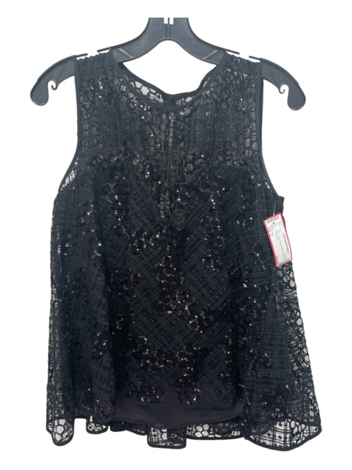 Milly Size 2 Black Nylon Mesh Sequin Honeycomb Sleeveless Top Black / 2