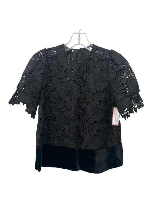 Missing Brand Size Est S Black Missing Fabric Lace Floral Velvet Top Black / Est S