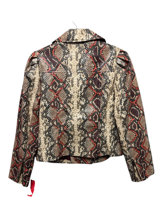 Marie Oliver Size S Cream, Burgundy & Multi Faux Leather Zip Up Snake Jacket Cream, Burgundy & Multi / S