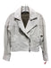 Stella McCartney Size 42 White Faux Leather Perforated Wide Collar Moto Jacket White / 42