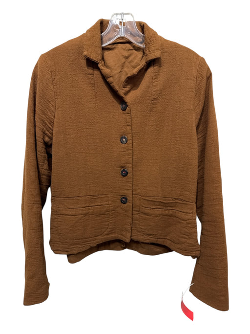 Hannoh Wessel Size 36 Whiskey Brown Cotton Blend Textured Wood Buttons Jacket Whiskey Brown / 36