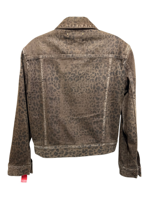 Golden Goose Size 38 Brown & Black Polyester Blend Paneled Button Front Jacket Brown & Black / 38