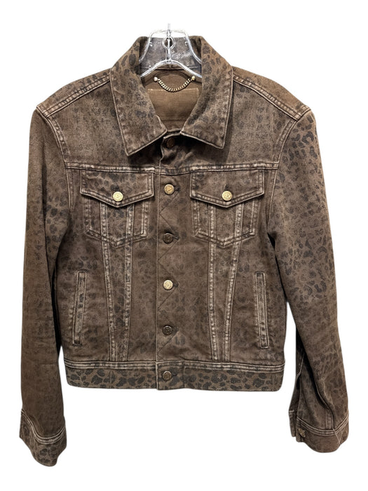 Golden Goose Size 38 Brown & Black Polyester Blend Paneled Button Front Jacket Brown & Black / 38