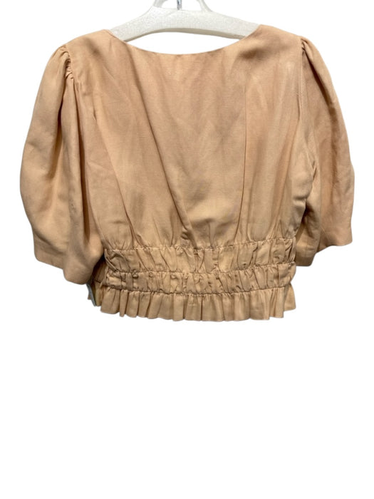 Jonathan Simkhai Size Medium Peach Beige Viscose Blend Short Puff Sleeve Top Peach Beige / Medium