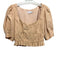 Jonathan Simkhai Size Medium Peach Beige Viscose Blend Short Puff Sleeve Top Peach Beige / Medium