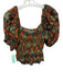 Ulla Johnson Size 4 Black, Orange, Green Cotton Blend Short Puff Sleeve Top Black, Orange, Green / 4