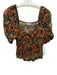 Ulla Johnson Size 4 Black, Orange, Green Cotton Blend Short Puff Sleeve Top Black, Orange, Green / 4