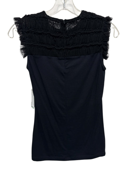 Akris Punto Size 4 Black Modal Blend Ruffle Cap Sleeve Gathered Fabric Block Top Black / 4