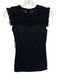 Akris Punto Size 4 Black Modal Blend Ruffle Cap Sleeve Gathered Fabric Block Top Black / 4