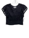 Isabel Marant Etoile Size 42 Black Linen Ruffle Cap Sleeve Ladder Lace Crop Top Black / 42