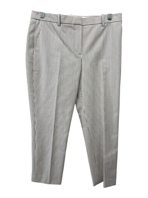 Theory Size 4 White, Green, Orange Cotton Blend Mid Rise Striped Tapered Pants White, Green, Orange / 4