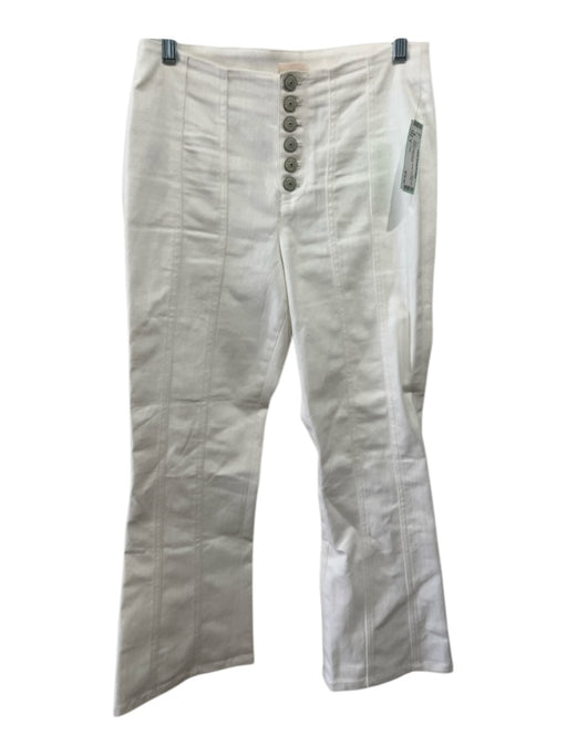 Cinq a Sept Size 4 White Cotton Denim Button Fly Flare Paneled Jeans White / 4