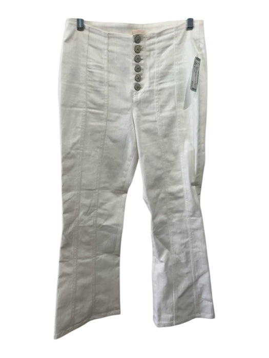 Cinq a Sept Size 4 White Cotton Denim Button Fly Flare Paneled Jeans White / 4