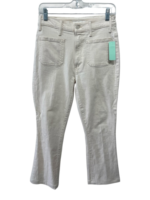 Mother Superior Size 27 Beige Cotton Denim High Rise Patch Pocket Flare Jeans Beige / 27